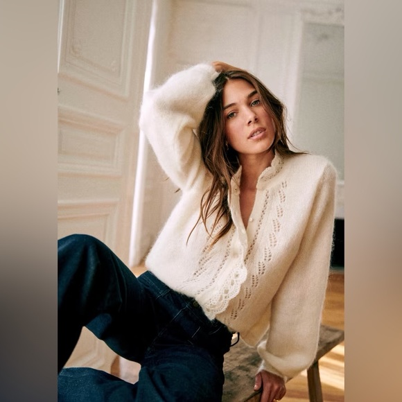 Sezane | Sweaters | Sezane Angie Cardigan Ecru White Xxs | Poshmark